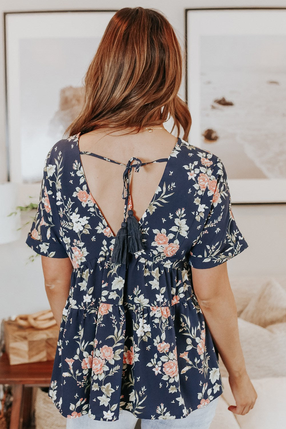 Open Back Floral Top