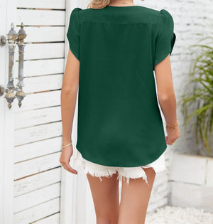 Petal Short Sleeve Pleated Top