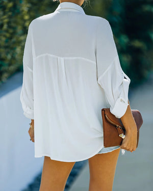 Pleated Pocket Button Top