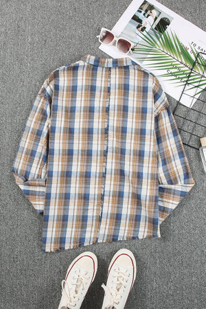 Relaxed Mixed Plaid Pocket Top