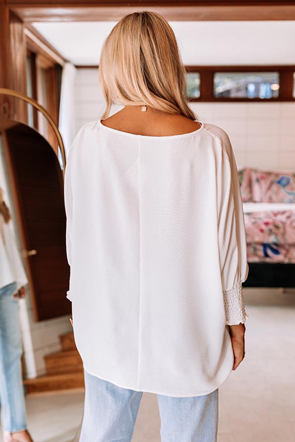 Relaxed Smocked Sleeve Top