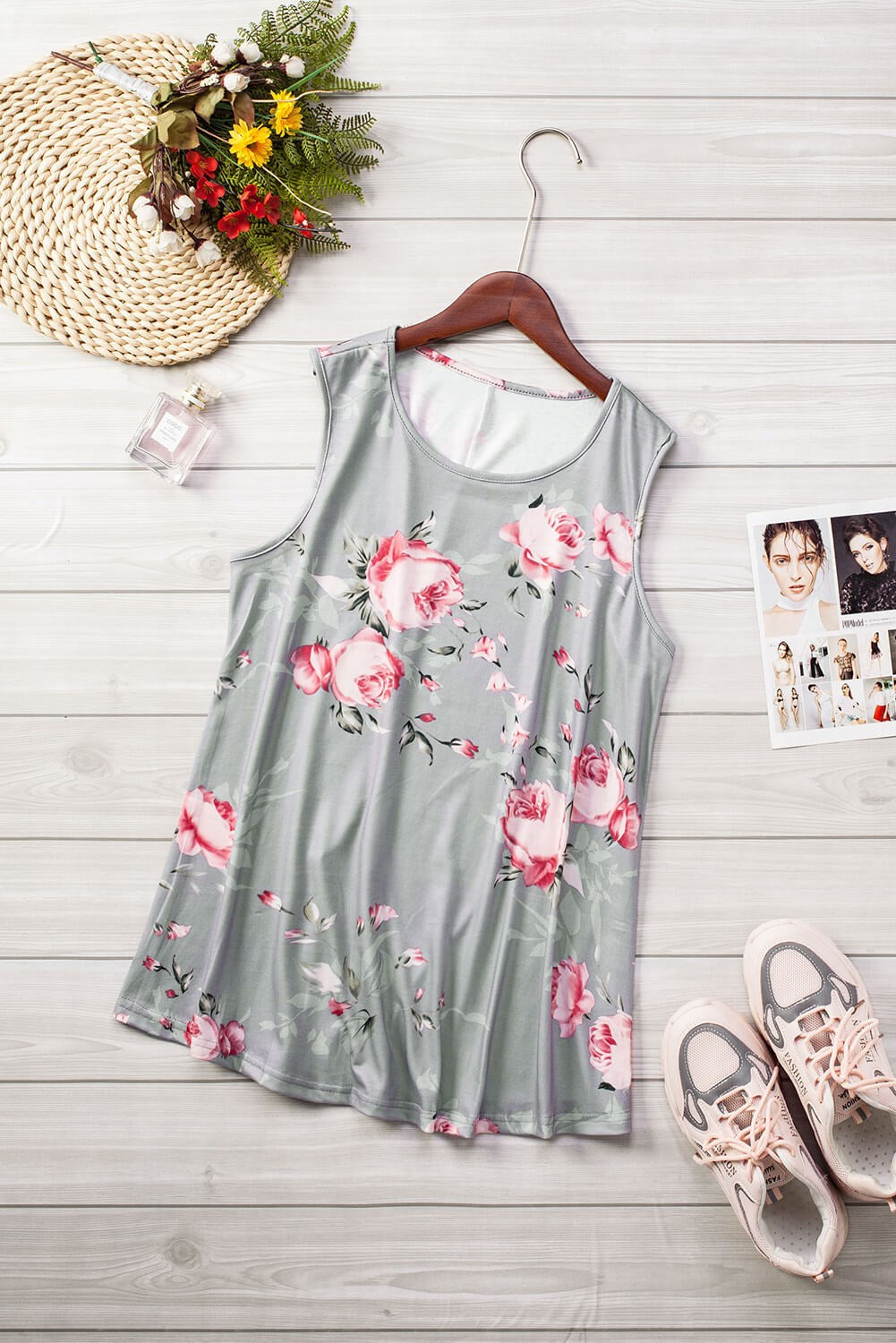 Rose Floral Sleeveless Top