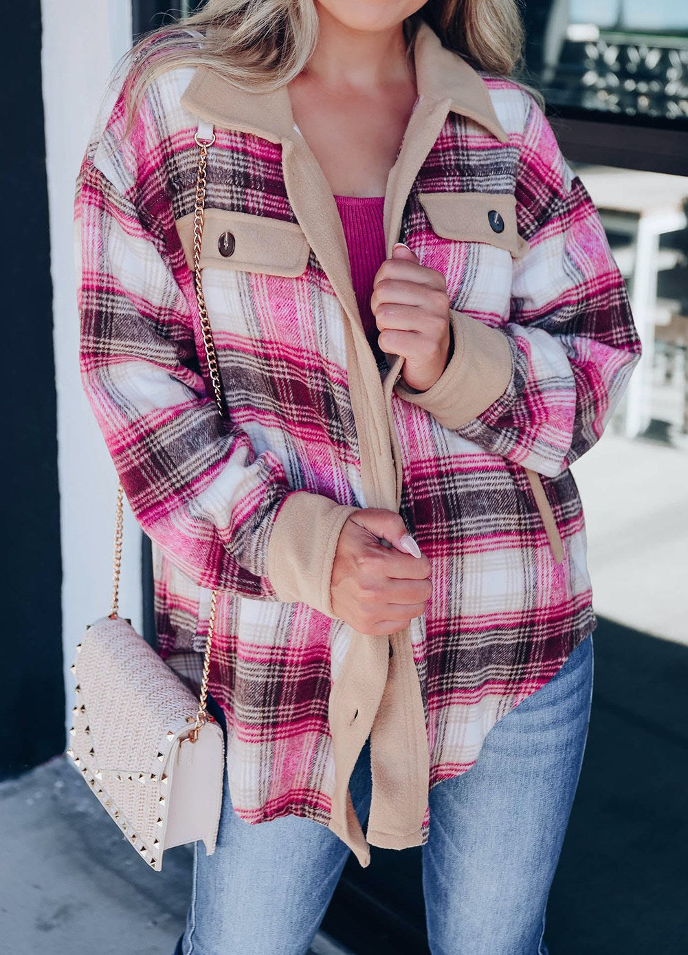 Rosy Plaid Shacket