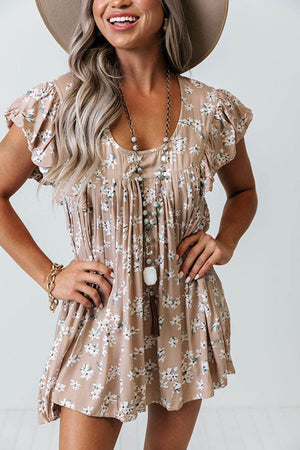 Ruffled Sleeve Floral Romper