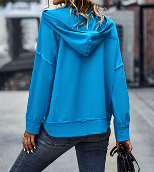 Seamed Hooded Henley Top