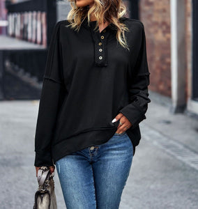 Seamed Hooded Henley Top