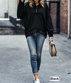 Seamed Hooded Henley Top