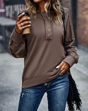 Seamed Hooded Henley Top