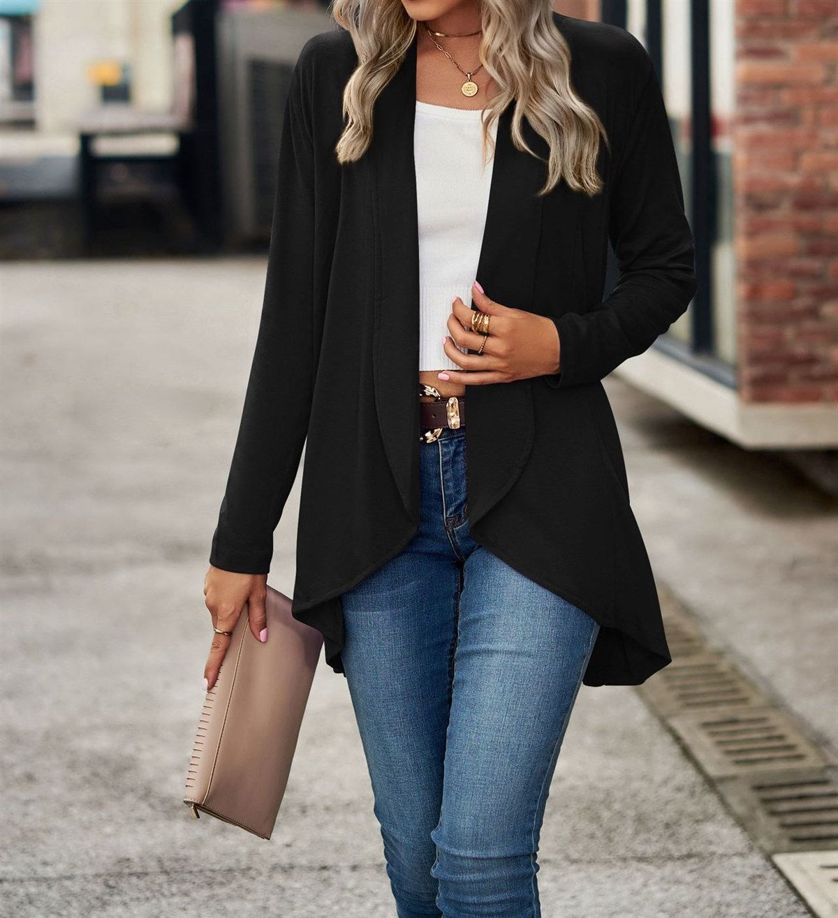 Shawl Collar Long Cardigan