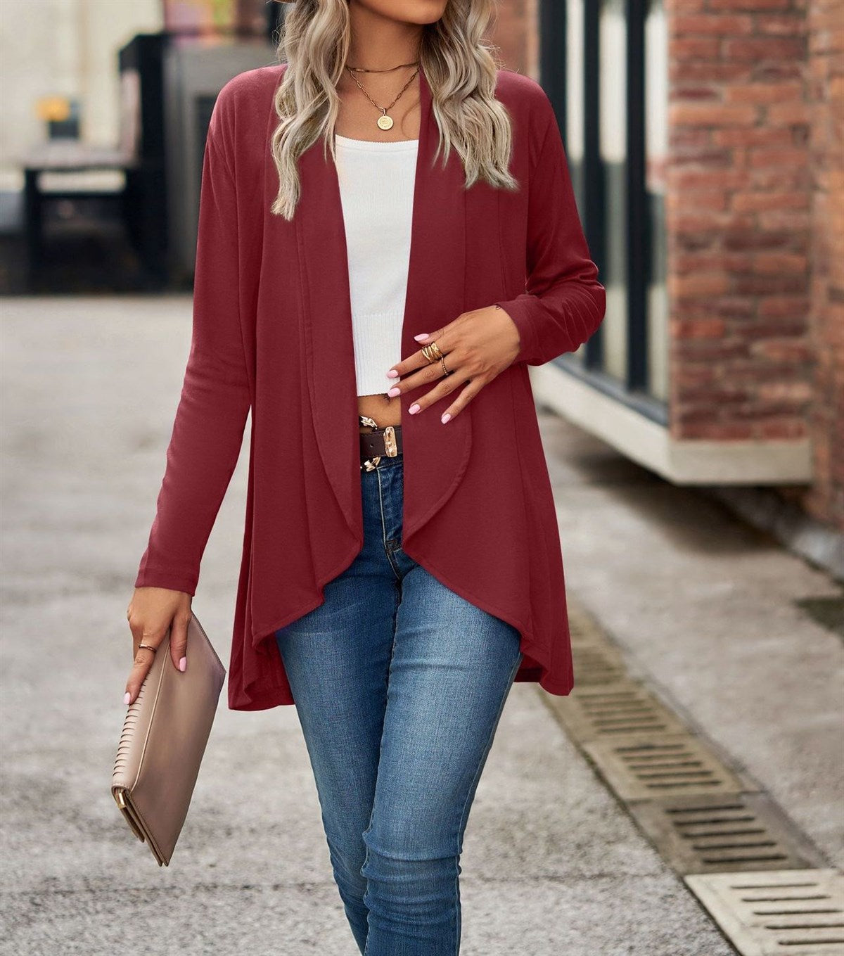 Shawl Collar Long Cardigan