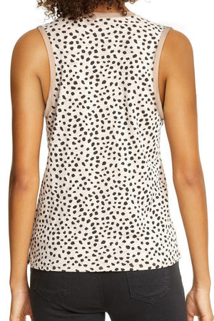 Sleeveless Crew Neck Dotted Top