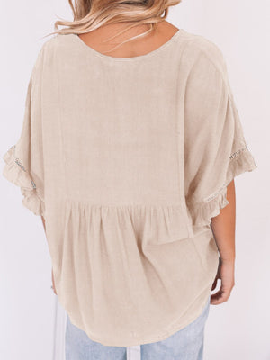 Solid Ruffled Gathered Top