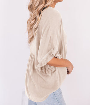 Solid Ruffled Gathered Top