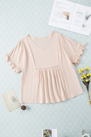 Solid Ruffled Gathered Top