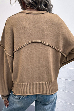 Solid Seamed Sweater Top