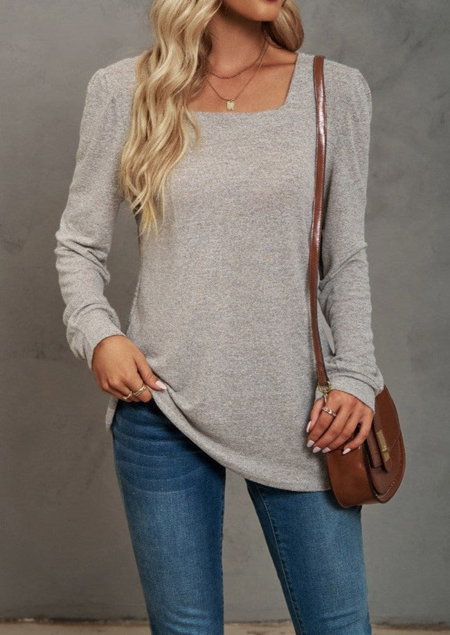 Square Neck Billowy Sleeve Top