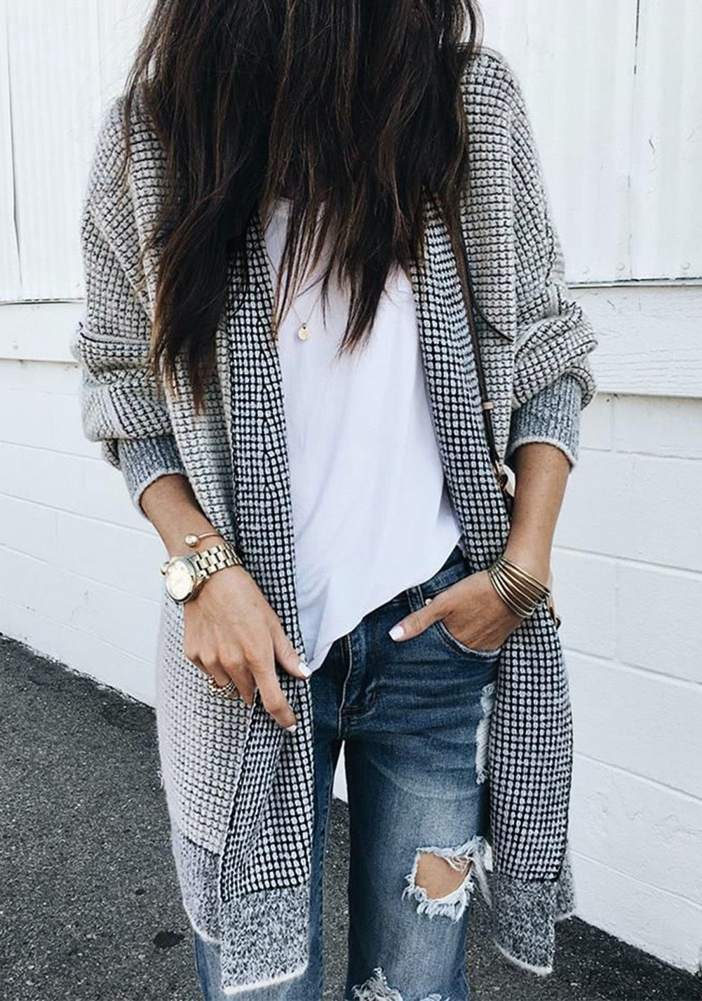 Textured Long Cardigan