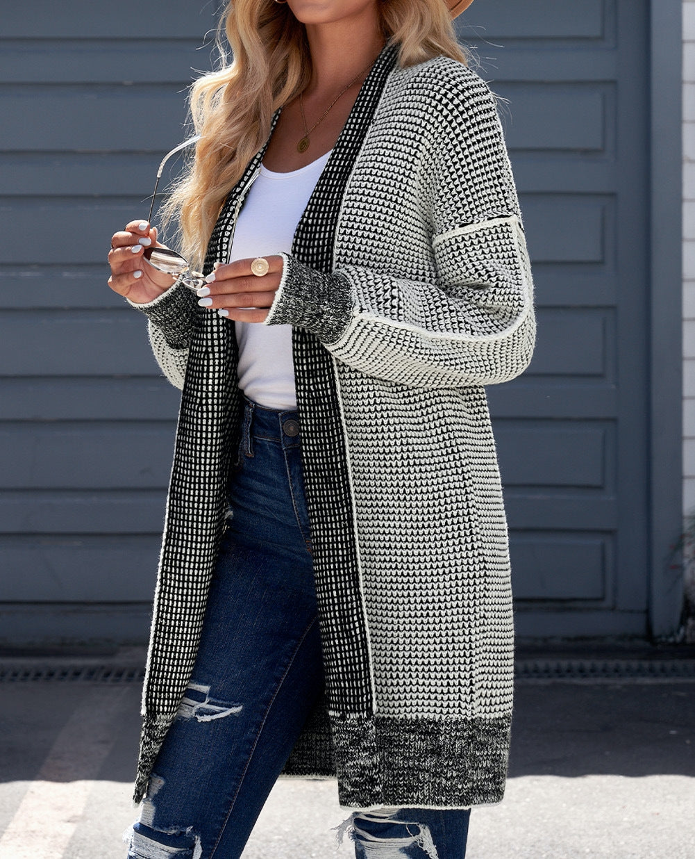 Textured Long Cardigan